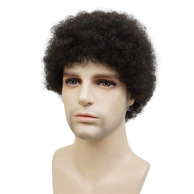 Aimole Afro Short Curly Wigs 100% Human Hair Wig for Black Women or Men African American Full Wig (1B) - Image 2